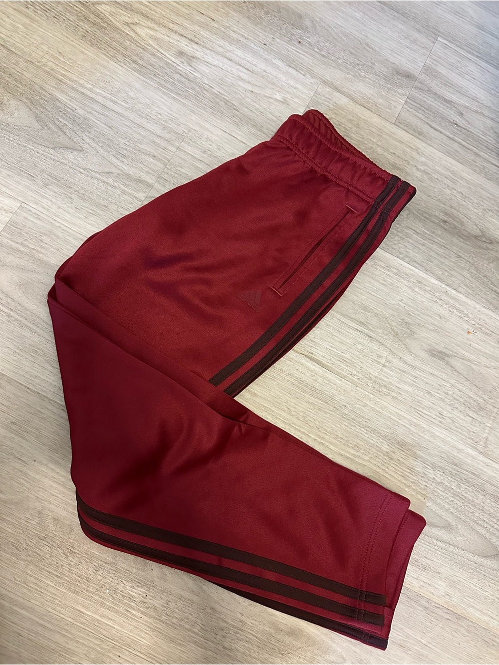 Adidas Women’s Maroon Track Pants with Side Stripes and Button snap off